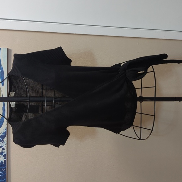 Cropped wrap t-shirt, ribbed - Picture 1 of 7